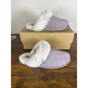 UGG Scuffette II Suede Slippers Sage Grip Purple Sheepskin Mule 1106872 Womens 7